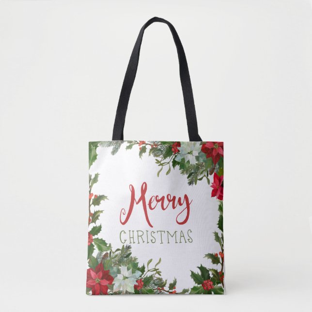 Bolsa Tote Feliz Natal verde (Frente)