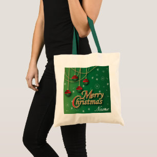 Bolsa Tote Feliz Natal verde-claro