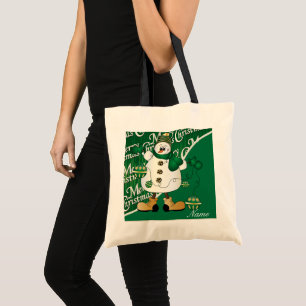 Bolsa Tote Feliz Natal Verde Snowman