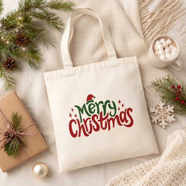 Bolsa Tote Feliz Natal Vermelho e Verde (Criador carregado)