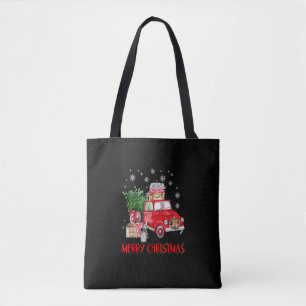 Bolsa Tote Feliz Natal Vintage Wagon Red Truck Tree Xmas
