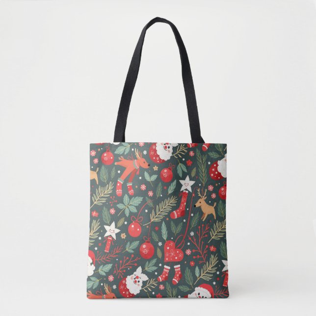 Bolsa Tote Feliz Natal Whimsy (Frente)