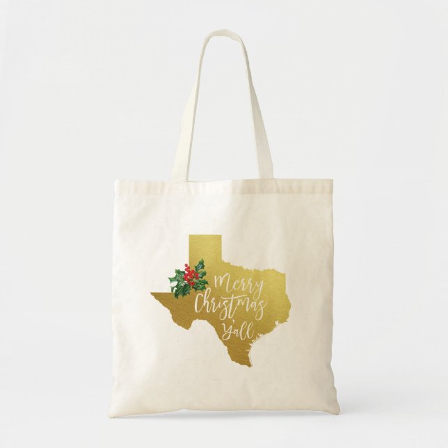 Bolsa Tote Feliz Natal Ya'll Texas Tote Bag (Frente)