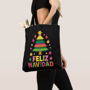Bolsa Tote Feliz Navidad Árvore de Natal Espanhol Feriado Xma