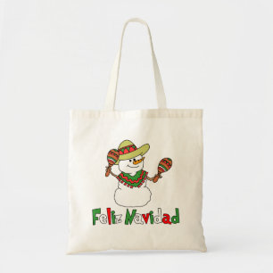 Bolsa Tote Feliz Navidad Cartoon Snowman Sombrero Maracas