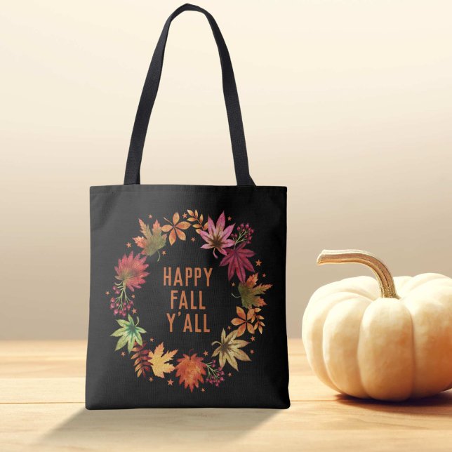Bolsa Tote Feliz outono, vocês todos saem do outono (Happy Fall Y'all Autumn Leaves Tote Bag)