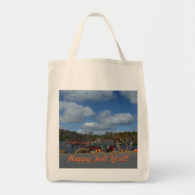 Bolsa Tote Feliz outono, Y'all Autumn Rustic Art (Frente)