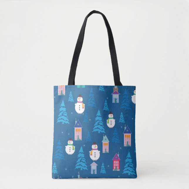 Bolsa Tote Feliz Padrão de Natal (Frente)