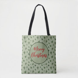 Bolsa Tote feliz padrão verde de natal