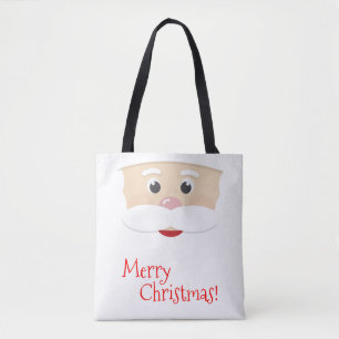 Bolsa Tote Feliz Papai noel de Natal com Flocos de Neve