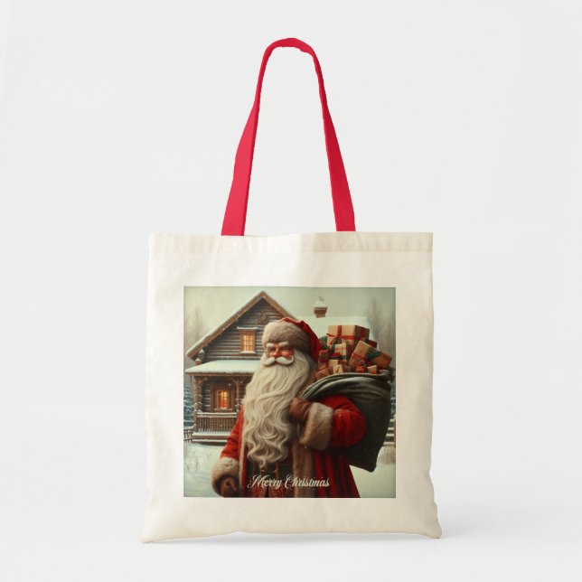 Bolsa Tote Feliz Papais noeis de Natal (Frente)
