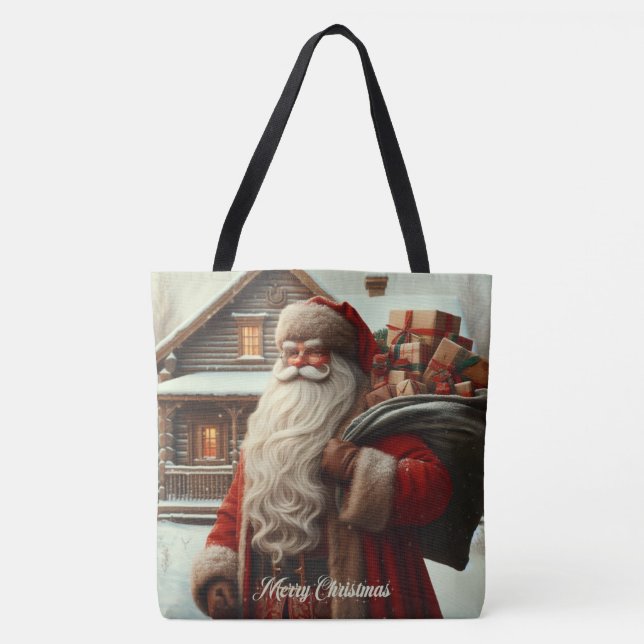 Bolsa Tote Feliz Papais noeis de Natal (Frente)