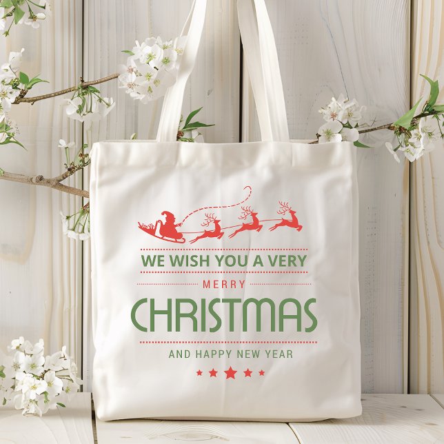 Bolsa Tote Feliz Papais noeis de Natal Reindeer | Natal (Criador carregado)