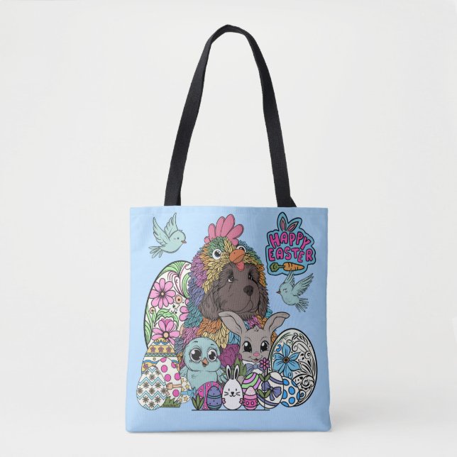 Bolsa Tote Feliz Páscoa Amigos Fofos e Emplumados (Frente)