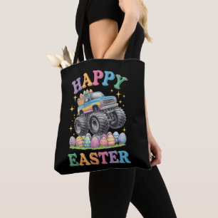 Bolsa Tote Feliz Páscoa Caminhão Monstro Engraçado Esmaga Ovo