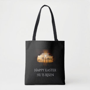 Bolsa Tote Feliz Páscoa Ele Ressuscitou Três Cruzes