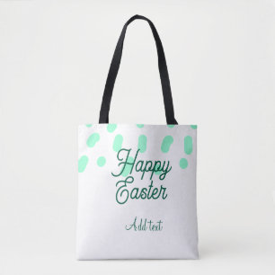 Bolsa Tote Feliz Páscoa ovos verdes pastel nome data simples