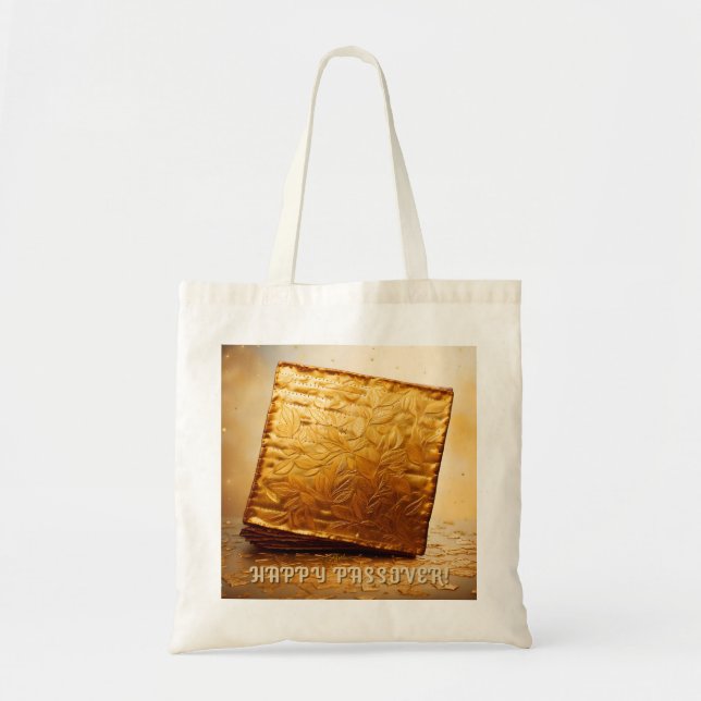 Bolsa Tote Feliz Passover! Ouro Matzah (Frente)