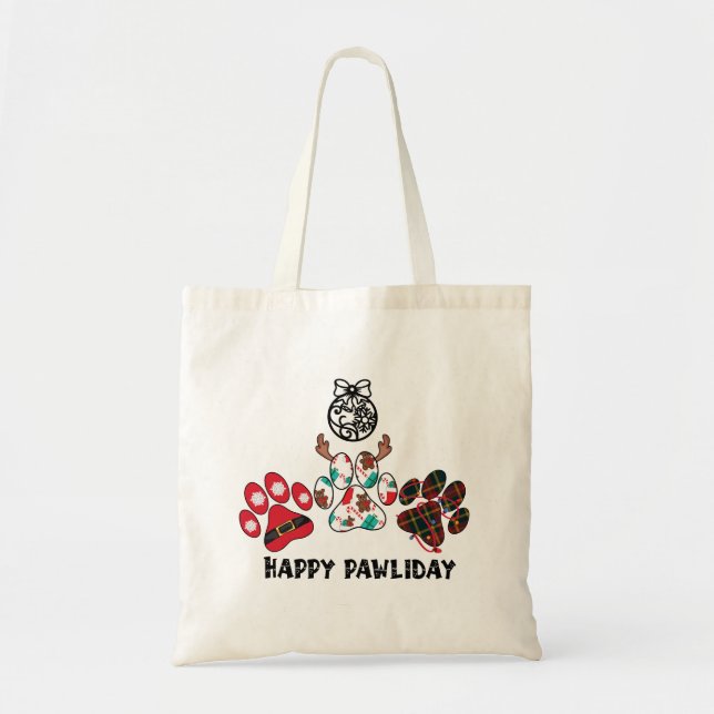 Bolsa Tote Feliz Pawliday - Saco de Compras de Natal (Frente)