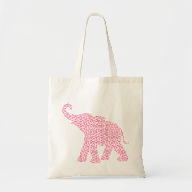 Bolsa Tote Feliz Pink Elephant-Art Pattern Cute (Frente)