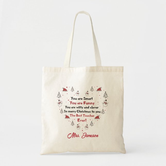 Bolsa Tote Feliz Professor de Natal Apreciação Dom Tote Bag (Frente)
