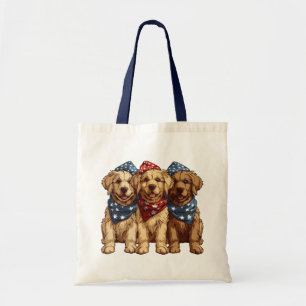 Bolsa Tote Feliz Quarto De Julho Cachorros De Retriever Ouros