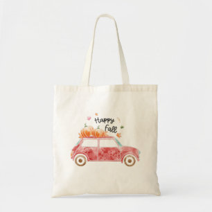 Bolsa Tote Feliz Queda com Carro Rosa e Pumpkins