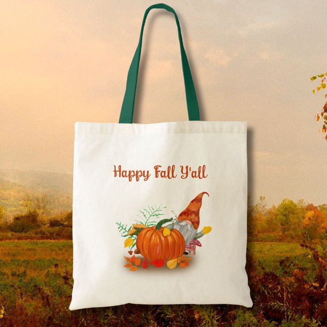 Bolsa Tote Feliz Queda Vocês Todos Autumn Gnomo Com Pumpkin (Criador carregado)