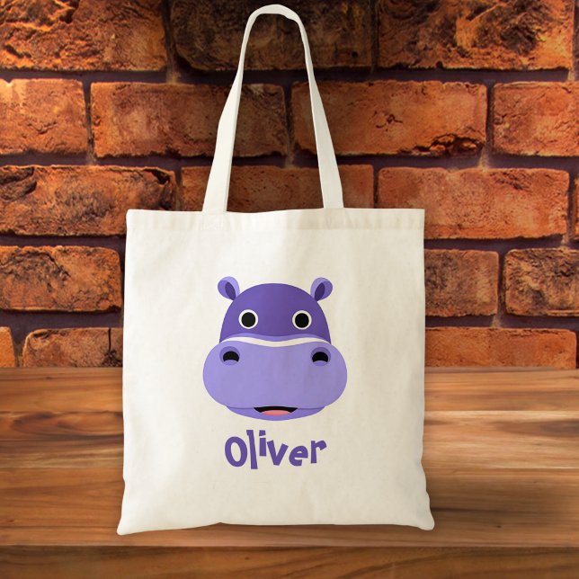 Bolsa Tote Feliz rosto Hippo (Criador carregado)