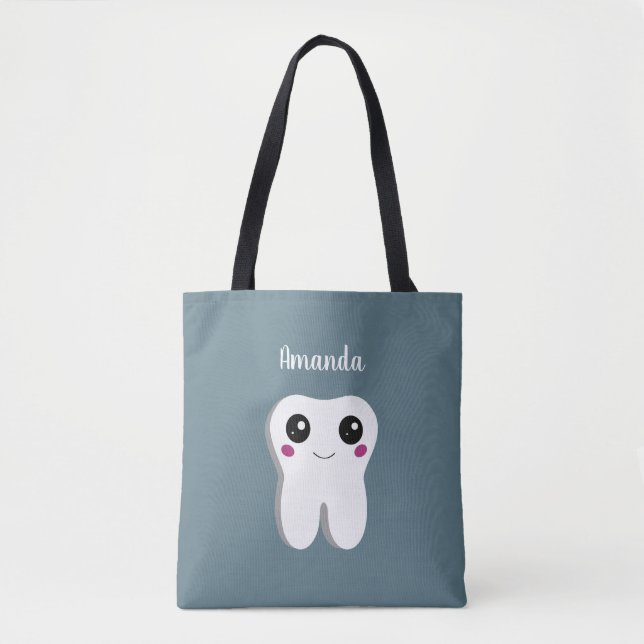 Bolsa Tote Feliz Sorriso de Dente Dental (Frente)