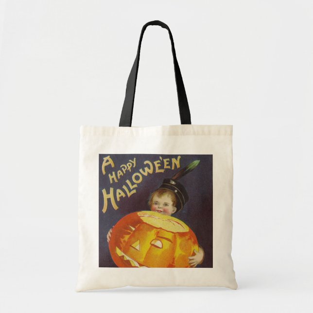 Bolsa Tote Feliz trapaça infantil vintado de Halloween (Frente)