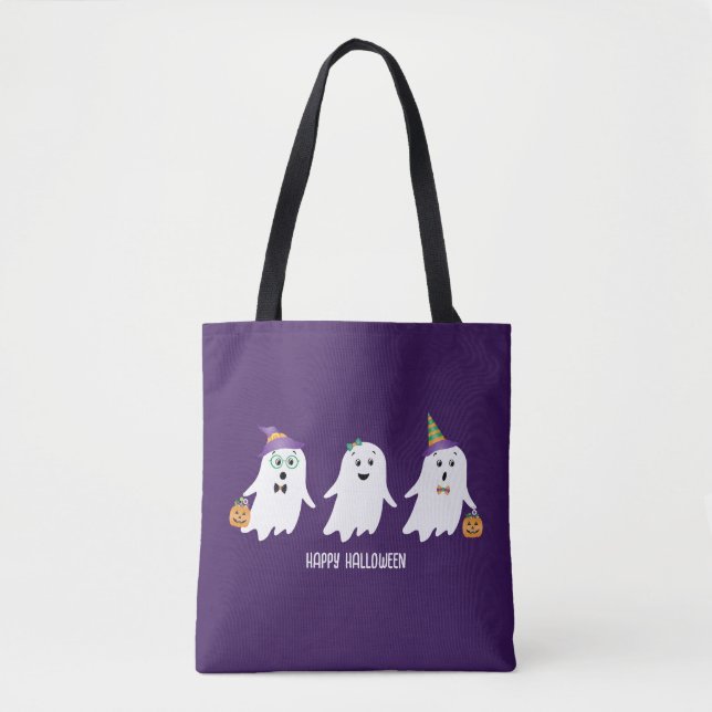 Bolsa Tote Feliz Trick Ou Treino De Fantasmas De Halloween (Frente)