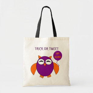 Bolsa Tote Feliz truque de coruja do Halloween ou tuíte pers
