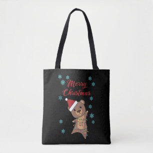 Bolsa Tote Feliz Ursinho de Urso de Natal