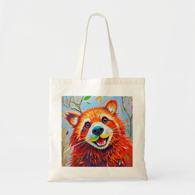 Bolsa Tote Feliz Urso Expresso Arte abstrato (Frente)