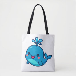 Bolsa Tote Feliz Vinheta de Baleia Kawaii - Amigo do Oceano B