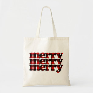Bolsa Tote Feliz Xadrez de Natal