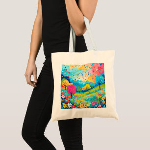 Bolsa Tote Felizes Árvores e Flores, Suéter da Natureza,