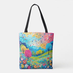 Bolsa Tote Felizes Árvores e Flores, Suéter da Natureza,