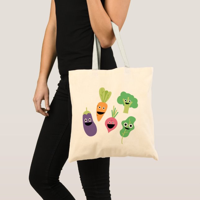 Bolsa Tote Felizes Cartoons Vegetais (Frente (produto))