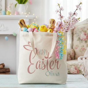 Bolsa Tote Felz pascoa Personalizado Cor-De-Rosa E Azul