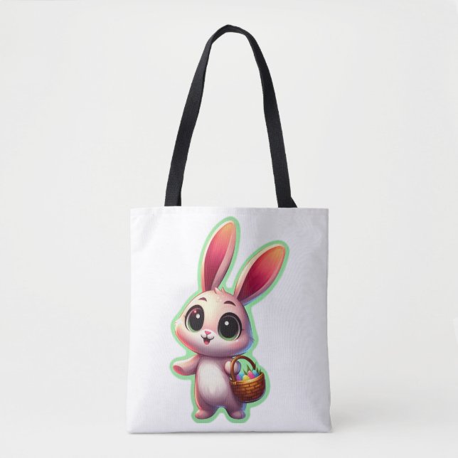 Bolsa Tote Felz pascoa Watercolor Bunny (Frente)