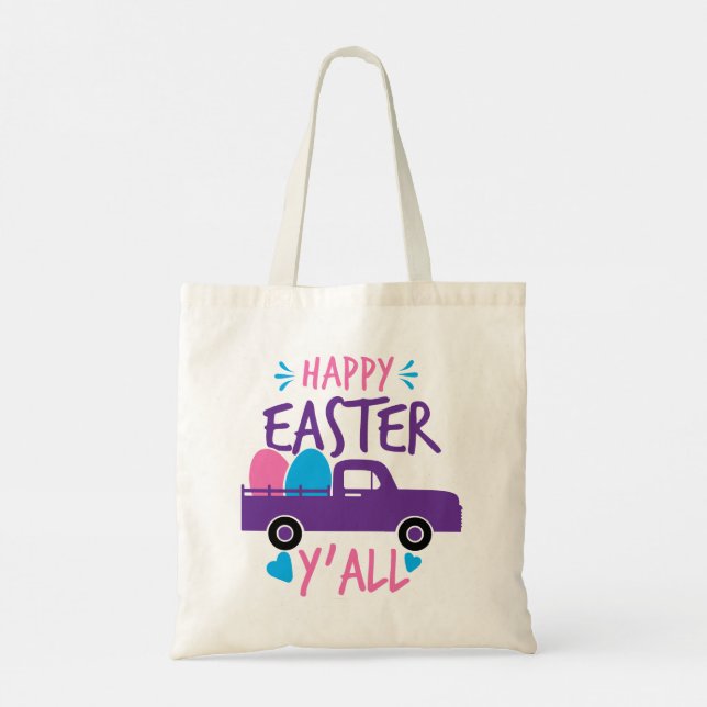 Bolsa Tote Felz pascoa Y'all Modern Egg Truck Favor (Verso)