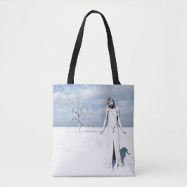 Bolsa Tote Female elf walking in the snow 