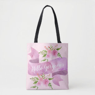 Bolsa Tote Feminino Bonito Chic Floral Rosa Beijar Olá Magníf