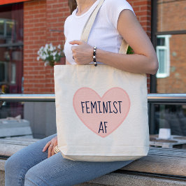 Bolsa Tote "Feminista AF" Coração Rosa