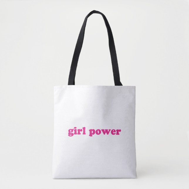 Bolsa Tote Feminista de tipografia moderna cor-de-rosa-quente (Frente)