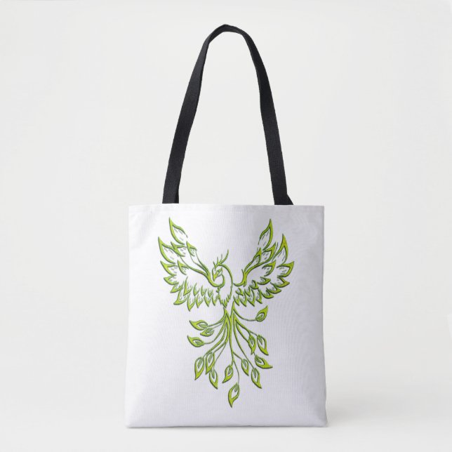 Bolsa Tote Fênix Verde Nasce em Branco (Frente)