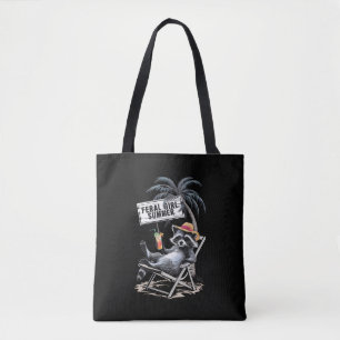 Bolsa Tote Feral Girl Summer Beach Funny Raccoon