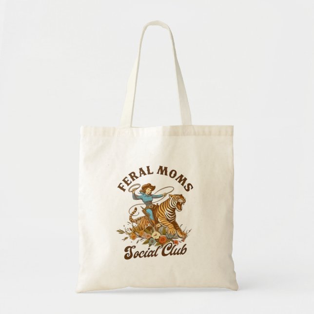 Bolsa Tote Feral Mãe Social Club Funny Retro Boho Cowgirl (Frente)